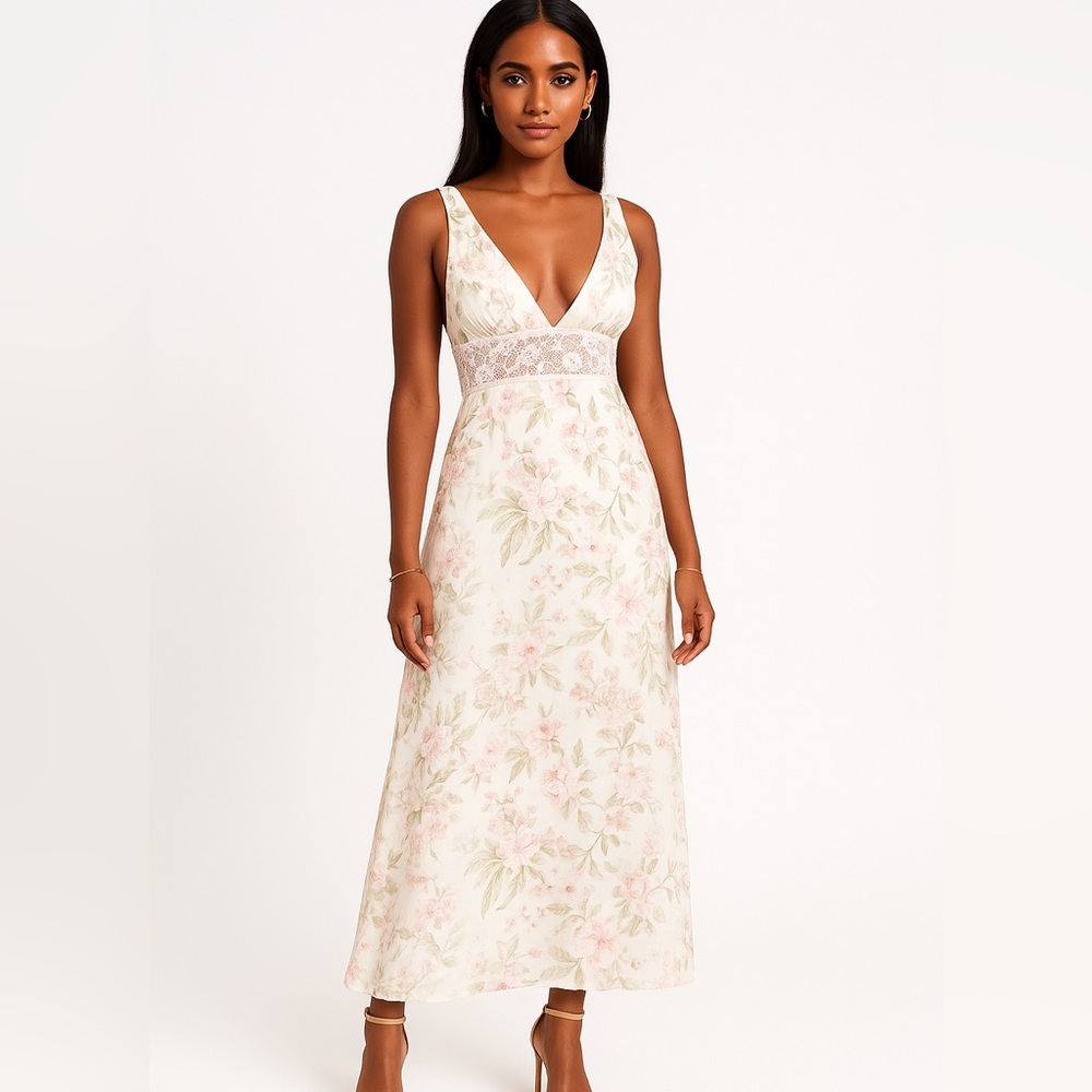 Romantic Maxi Dress floral lace perfect Elegant  
Sophisticated Summer size M